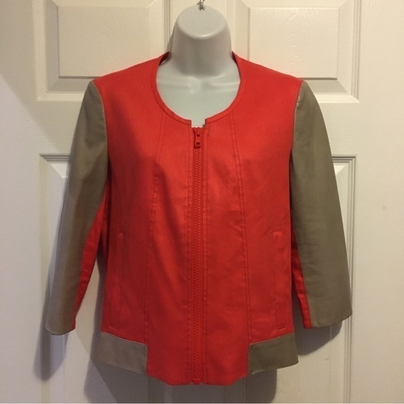 𝅺HELMUT Lang Red Tan Lambskin Linen-twill Bomber - Picture 3 of 11